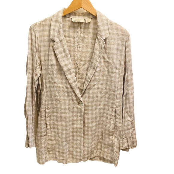 Cynthia Rowley Jackets & Blazers - ⭐️ CYNTHIA ROWLEY Gray Checked Linen Blazer Jacket